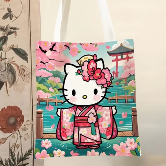 Hello Kitty Large Tote Bag -  Multicolor, Polyester Bag - Not Waterproof -Sanrio - Picture 3 of 5